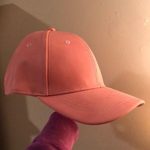 Pink faux leather hat